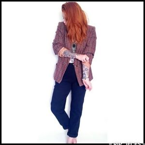 vintage plaid blazer jacket